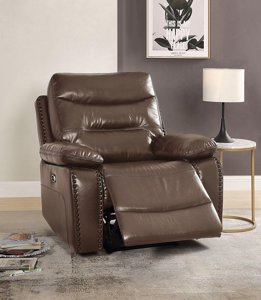 Aashi Brown Leather-Gel Match Recliner (Power Motion) image