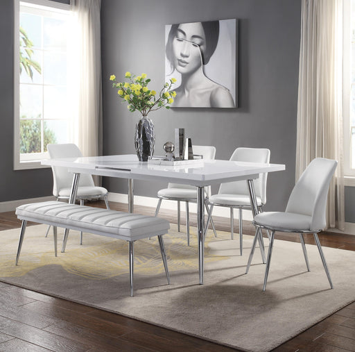 Weizor White High Gloss & Chrome Dining Table image