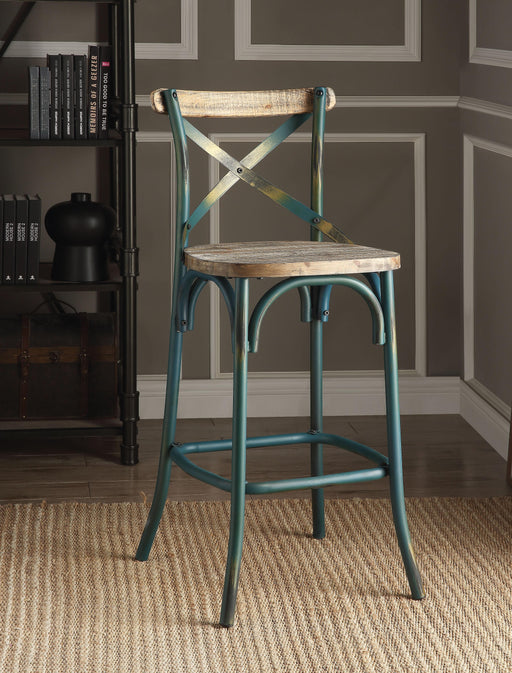 Zaire Antique Turquoise & Antique Oak Bar Chair (1Pc) image