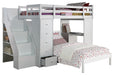 Acme Freya Loft Bed with Bookcase Ladder in White 37145 image